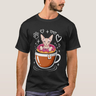 Camiseta Donut de Gato Sem Pelo Canadense Sphynx Café