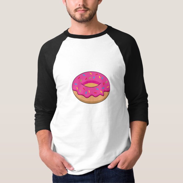Camiseta Donut de Morango com Confeitos Cartoon (Frente)