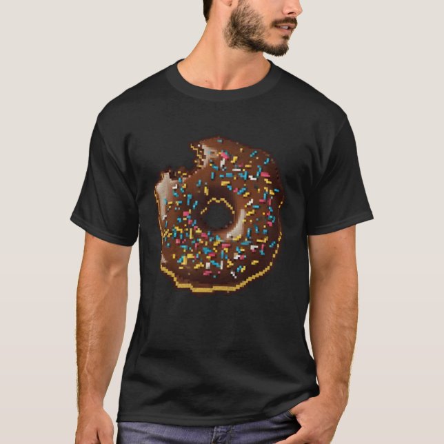Camiseta Donut Pixel 8 bit Retro Hungry Byte Sprinkles Food (Frente)