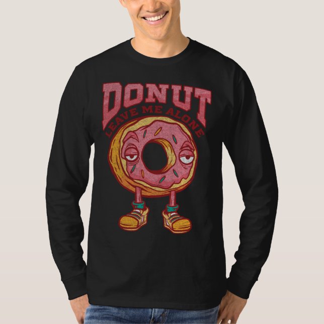 Camiseta Donut With Legs And Boots Leave Me Alone Distresse (Frente)