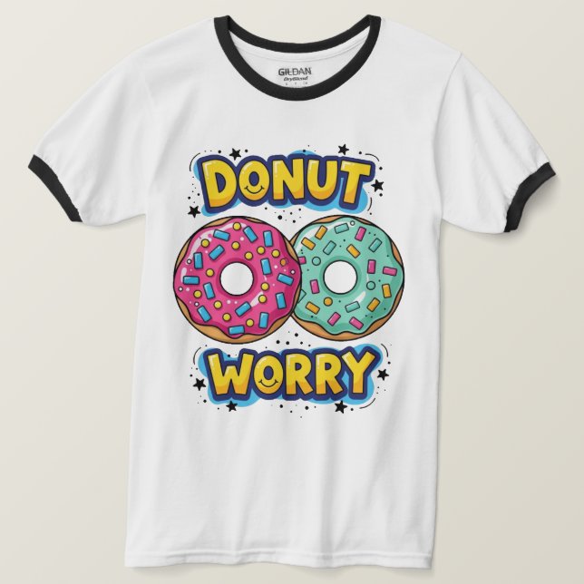 Camiseta Donut Worry Ringer (Frente do Design)