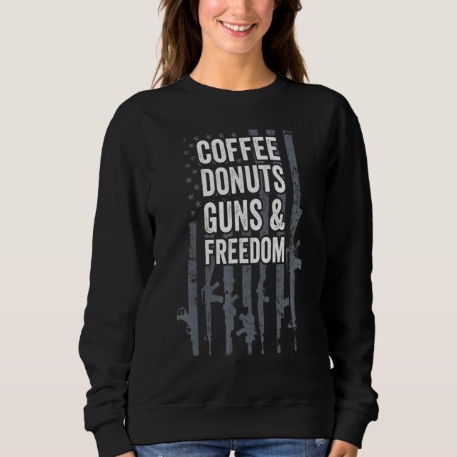 Camiseta Donuts de Café Armas Liberdade Piada de Arma Bande (Frente)