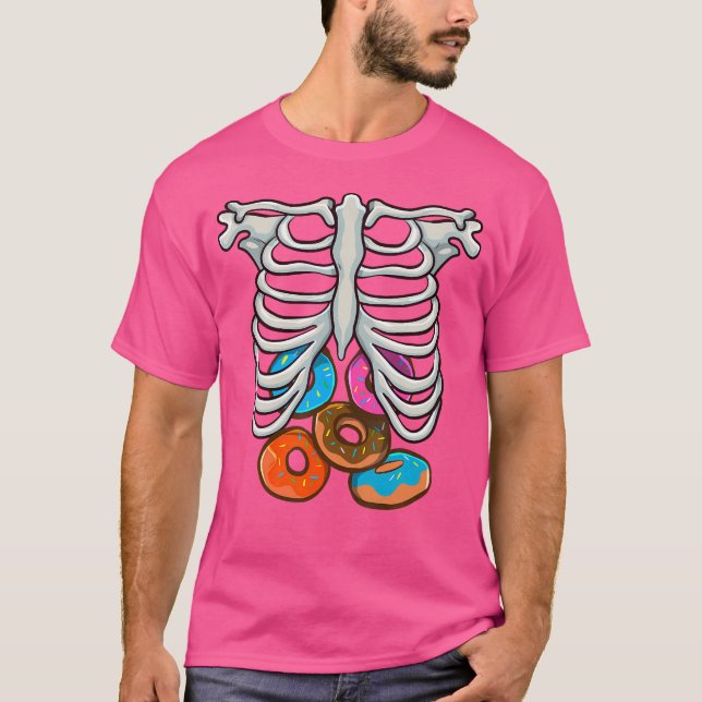 Camiseta Donuts de Esqueleto Caixa Torácica Cosplay Diverti (Frente)