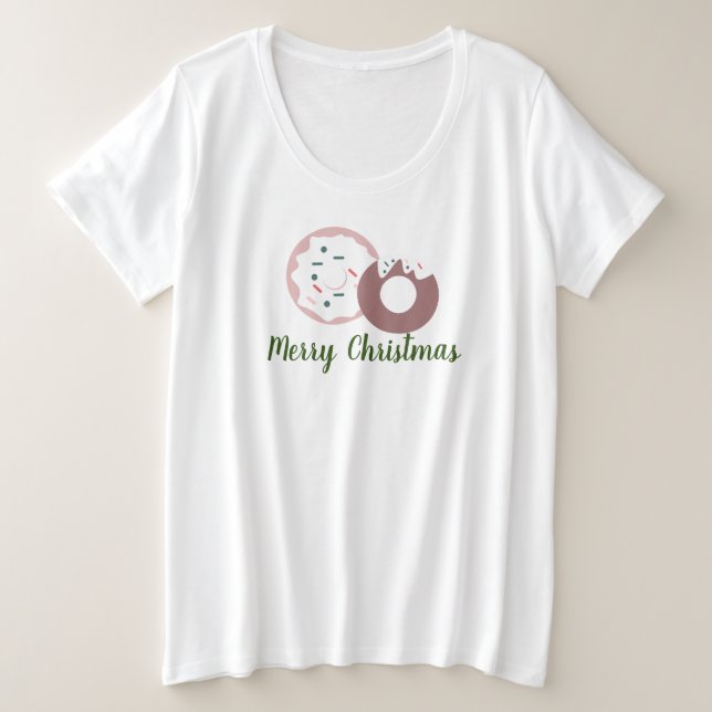 Camiseta Donuts de Natal Cobertos com Glacê e Confeitos (Frente do Design)