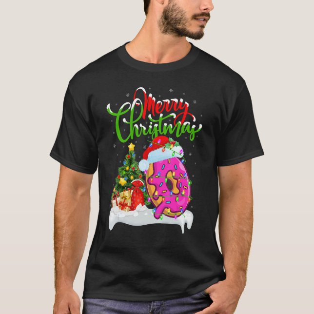Camiseta Donuts Food   Xmas Decorations Santa Donuts Christ (Frente)