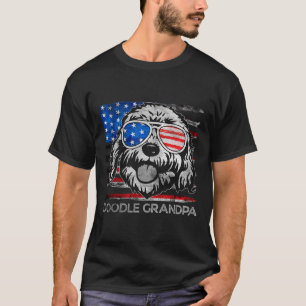 Camiseta Doodal Vovô Vintage Bandeira Americana Cão Engraça