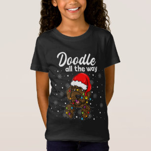 Camiseta Doodle All Way Labradoodle Santa Claus Hat Chr