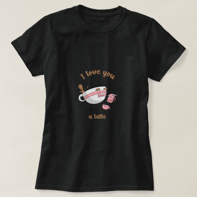 Camiseta Doodle Art Cute Cartoon Coffee Couple Latte (Frente do Design)