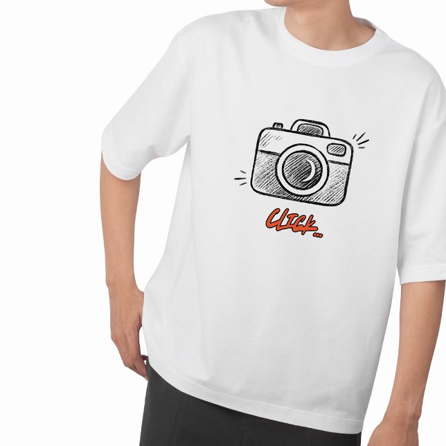 Camiseta Doodle Camera Click Typography Minimal Tee (click)