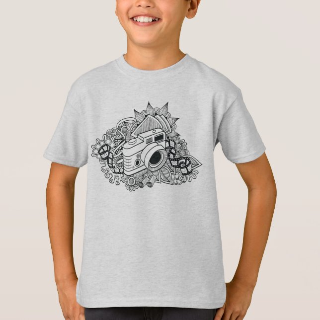 Camiseta Doodle da câmera do hipster (Frente)