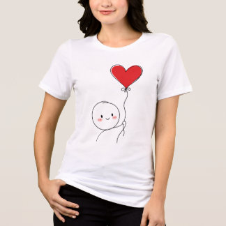 Camiseta Doodle de Amor Fofo Minimalista