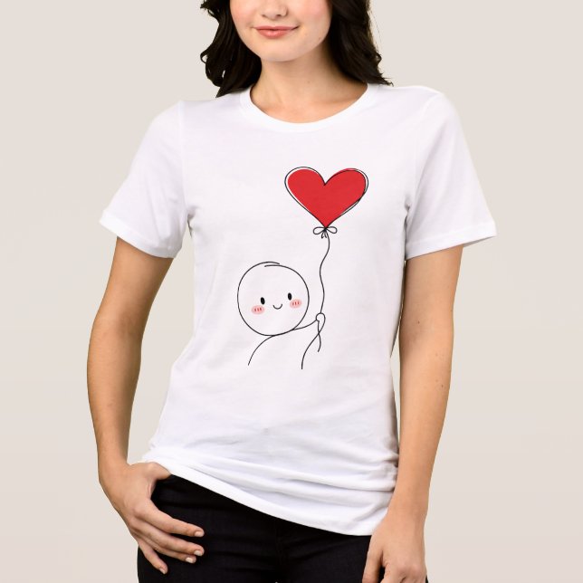 Camiseta Doodle de Amor Fofo Minimalista (Frente)