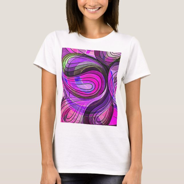 Camiseta Doodle de Carvão e Água de Rosa com Linhas Pretas (Frente)