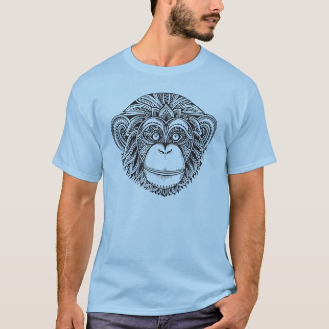 Camiseta Doodle de Illustartion do macaco (Frente)