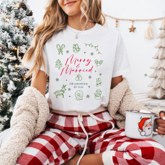 Camiseta Doodle de Natal com Nome Personalizado Merry and M