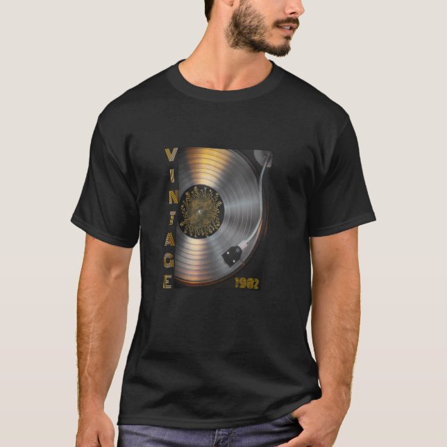 Camiseta Doodle de Vinil Retro, Presentes de 40º Aniversári (Frente)