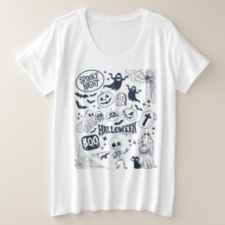 Camiseta Doodle Halloween Vibes - Noite Assustadora