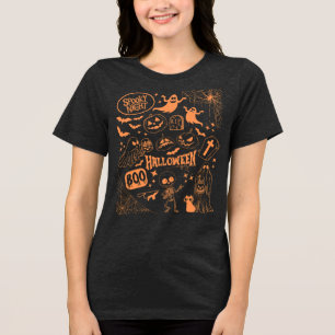 Camiseta Doodle Halloween Vibes - Noite Assustadora