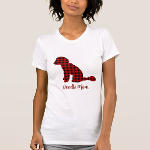 Camiseta Doodle Mãe Labradoodle em Xadrez de Búfal