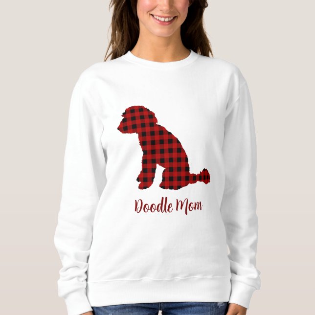 Camiseta Doodle Mãe Labradoodle Na Xadrez De Buffalo (Frente)