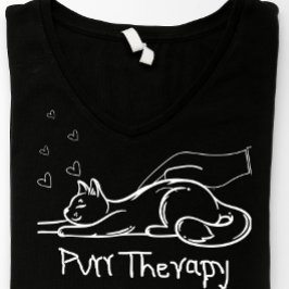 Camiseta Doodle Minimalista Amante de Gato Terapia