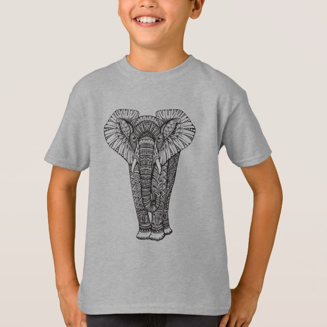 Camiseta Doodle modelado fantasia do elefante (Frente)