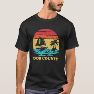 Camiseta Door County Sailing Vintage Palm Tree Sailboat Sum