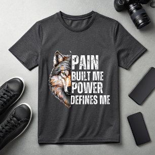 Camiseta Dor Construído Me Poder Define Me Lobo Motivaciona