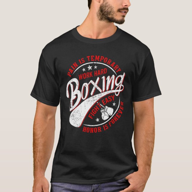Camiseta Dor É Trabalho Temporário Duro Boxando Luta Fácil  (Frente)
