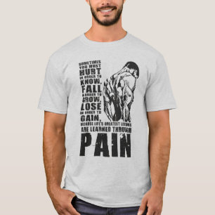 Camiseta Dor - Maiores Lições - Motivação do Workout de Gym
