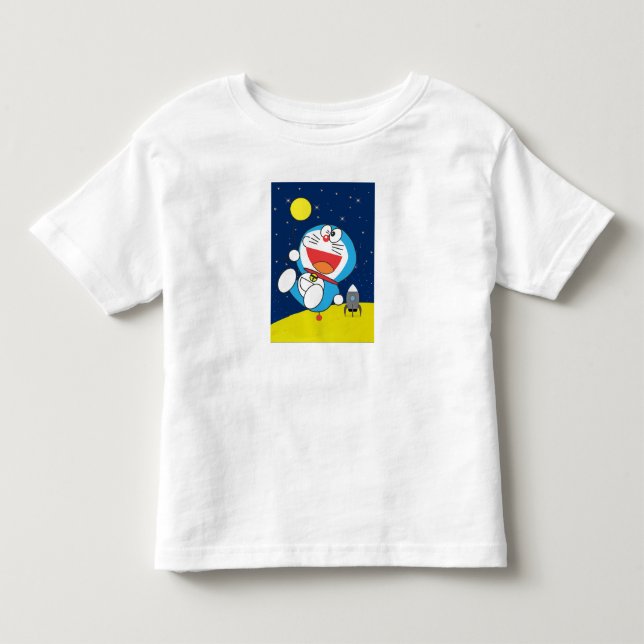 Camiseta Doraemon na Design de Aventura Espacial  (Frente)