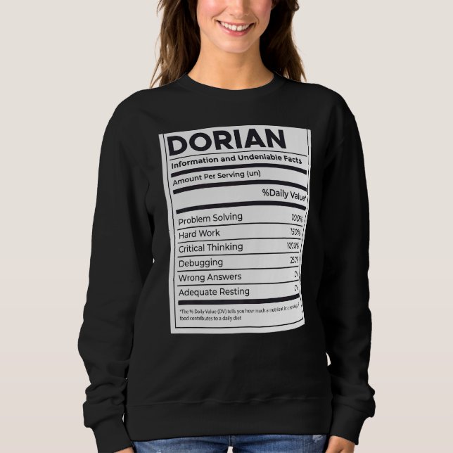 Camiseta Dorian Nutrition Information Problem Solving Duro (Frente)