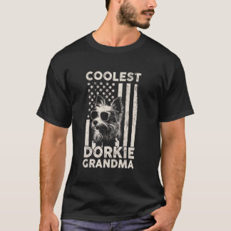 Camiseta Dorkie Grandma Vintage American Flag Engraçado