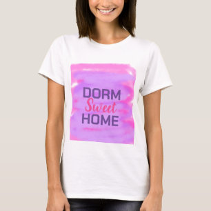 Camiseta Dorm doce dorm texto em aquarela roxo rosa