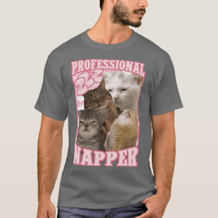 Camiseta dormente profissional memes engraçados de gato fam