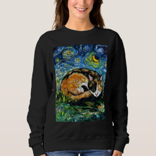 Camiseta Dormindo Calico Cat Starry Night Pet Art por