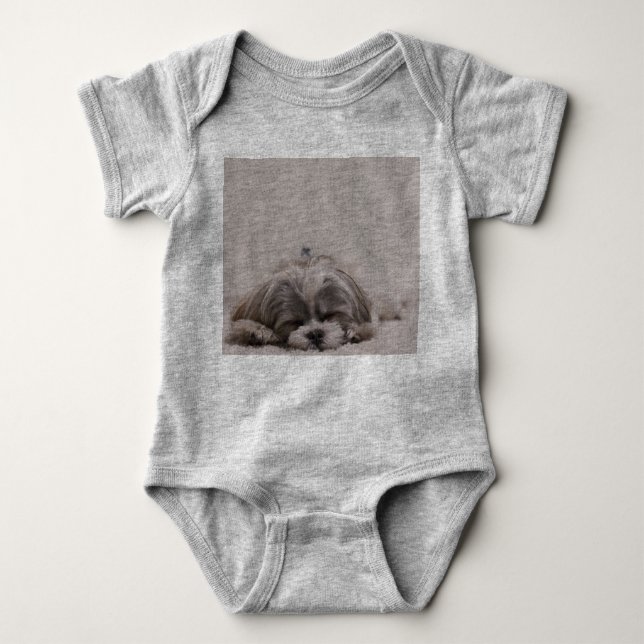 Camiseta Dormindo Shitzu Baby Bodycase, Cachorro Dormindo (Frente)