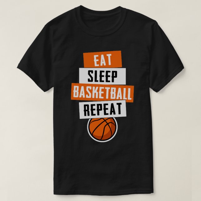 Camiseta Dormir Basquete Repete Bola Engraçada (Frente do Design)