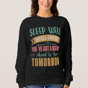Camiseta Dormir Bem Dedo Médio Amanhã Grande Dia Dizendo