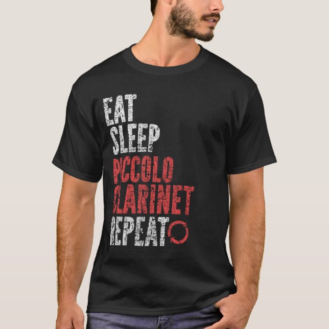 Camiseta Dormir clarinete Piccolo Repetir (Frente)