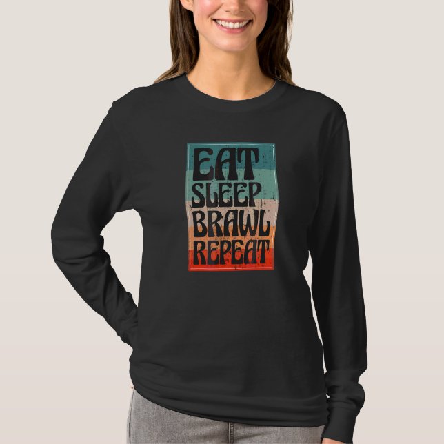 Camiseta Dormir Comer Travão de Repouso Repetir (Frente)