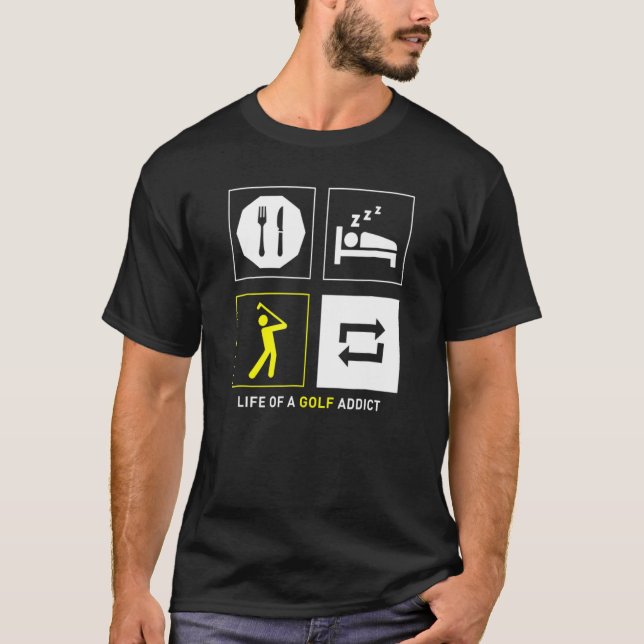 Camiseta Dormir Golfe Repete A Vida De Um Viciado Em Golfe (Frente)