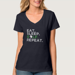 Camiseta Dormir Golfe Repete Golfistas Homens Mulheres Cria