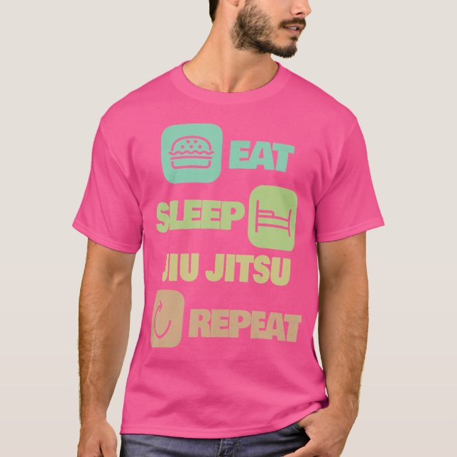 Camiseta Dormir Jiu Jitsu Repita Jiu Jitsu (Frente)