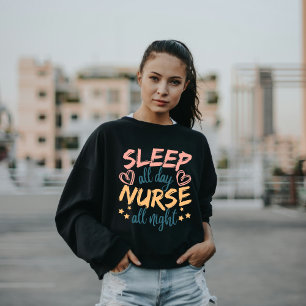 Camiseta Dormir O Dia Todo Enfermeira A Noite Toda