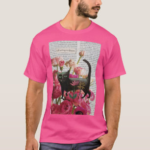 Camiseta Dormir para Sonhar Flores Rosa Quentes de Gato Pre
