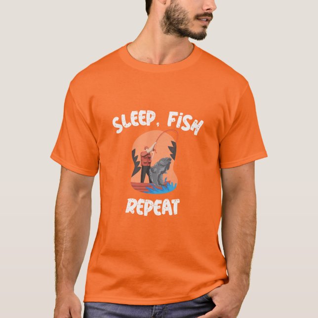 Camiseta Dormir, Peixe, Repetir Camisa-T (Frente)