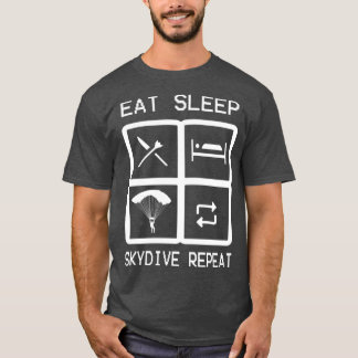 Camiseta Dormir Skydive Repetir Disparação Engraçada 1
