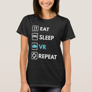 Camiseta Dormir Vr Repetir Engraçado Vr Gamer Boy Vr Athlet