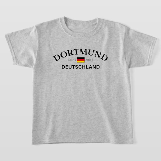 Camiseta Dortmund Deutschland Coordenadas Alemães Crianças (Postura )